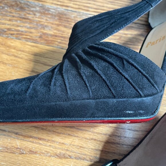 Louboutin Black Suede Drapiday 120 D'Orsay Pumps, Size 40 EU - Picture 14 of 16